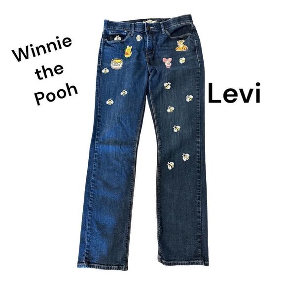 Levi 525’s Winnie the Pooh themed up-cycled. Upcycle, recycled - Picture 1 of 12
